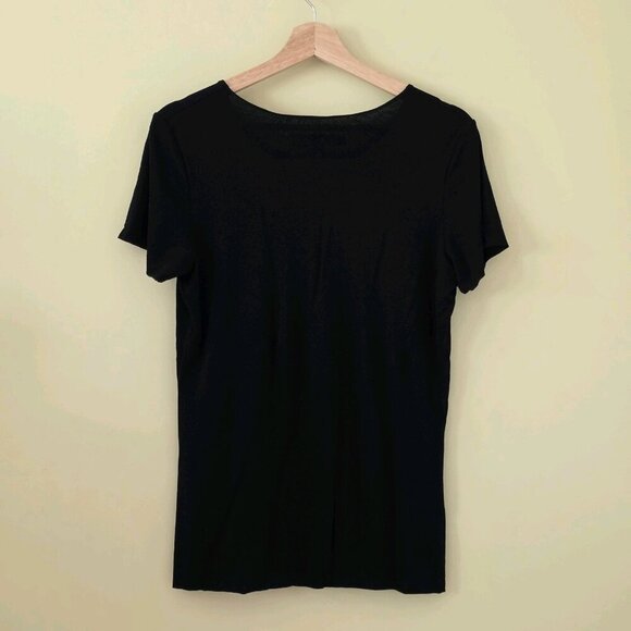 Lida Baday Top Women XL Black SS Round Neck Monochrome Office Goth Minimalist - Picture 13 of 13